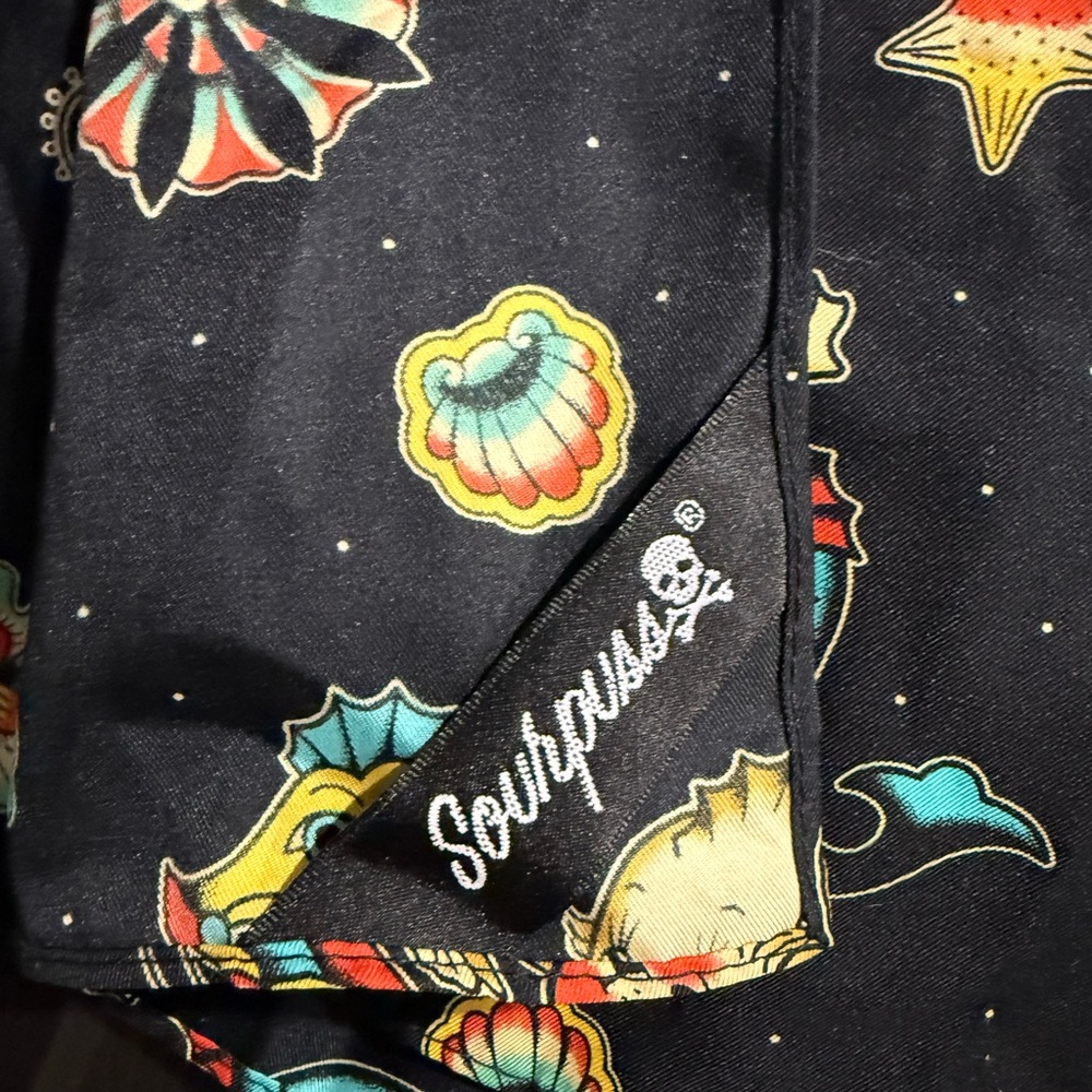 Black Sea Creature Patterned Scarf - Picture 3 of 4